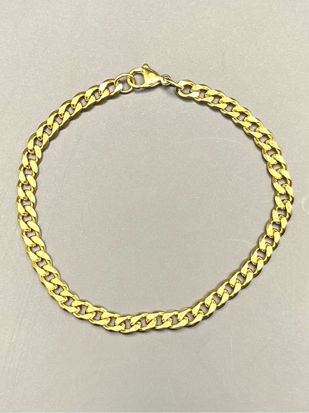 18K Gold Plated 5mm Cuban Curb Bracelet 8” Stainless Steel